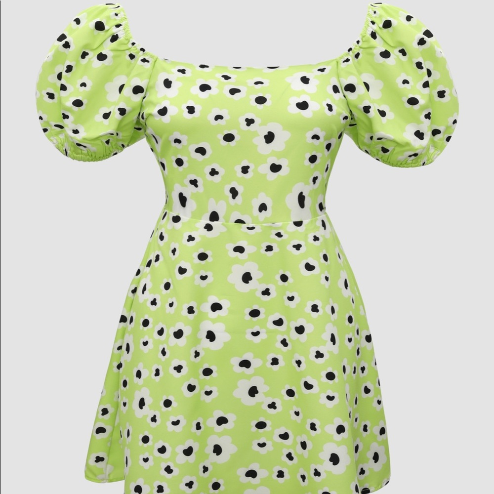 Cider Green Floral Mini Dress
